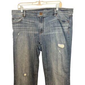 LOFT Modern Straight Leg Women's Jeans Size 34/18 Distressed Denim